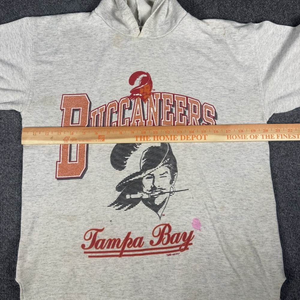 Vintage Tampa Bay Buccaneers 1993 Gray Pullover Hoodie 90s Graphic Old Logo - Picture 3 of 6